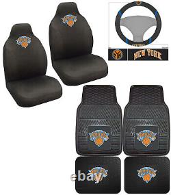 7PC NBA New York Knicks Car Truck Floor Mats Seat Covers Steering Wheel Cover