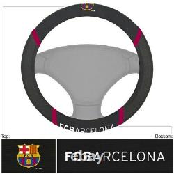 7pc FC Barcelona Car Truck Front Rear Floor Mats Seat Cover Steering Wheel Cover