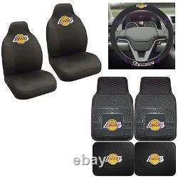 7pc Set NBA Los Angeles Lakers Seat Covers Floor Mats & Steering Wheel Cover