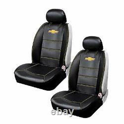 7pcs Chevy Elite Logo Car Truck Seat Covers Floor Mats Steering Wheel Cover Set