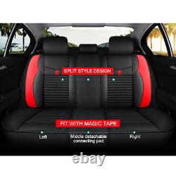 8Pcs Full Set PU Leather Car Seat s Front & Rear Mat w Steering Wheel