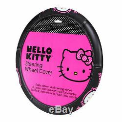 8pc Sanrio Hello Kitty Pink Car Floor Mats Steering Wheel Cover & Seat Covers