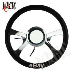 9-Bolt 14 Chrome Billet Steering Wheel WithHorn Button & Adapter For GM Chevy
