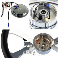 9-Bolt 14 Chrome Billet Steering Wheel WithHorn Button & Adapter For GM Chevy