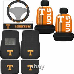 9PC NCAA Tennessee Volunteers Car Floor Mats Seat Covers Steering Wheel Cover