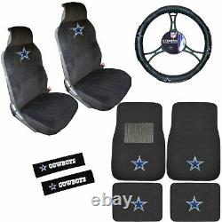 9PC NFL Dallas Cowboys Car Truck Seat Covers Steering Wheel Cover Floor Mats Set