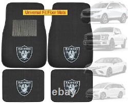 9PC NFL Las Vegas Raiders Car Truck Floor Mats Seat Covers Steering Wheel Cover