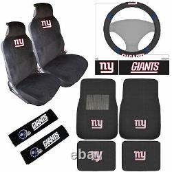 9PC NFL New York Giants Car Truck Seat Covers Steering Wheel Cover Floor Mats