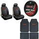 9pc Gmc Car Truck Front Rear Rubber Floor Mats Seat Covers Steering Wheel Cover
