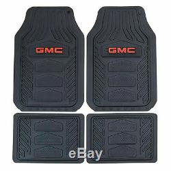 9pc GMC Car Truck Front Rear Rubber Floor Mats Seat Covers Steering Wheel Cover