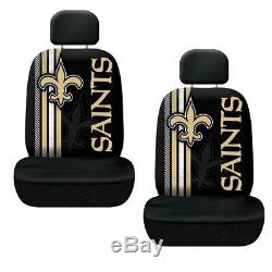 9pc NFL New Orleans Saints Car Seat Covers Floor Mats Steering Wheel Cover