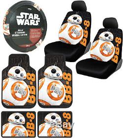 9pc STAR WARS BB8 Robot Car Floor Mats Seat Covers Steering Wheel Cover Gift Set