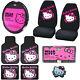 9pc Sanrio Hello Kitty Pink Car Floor Mats Steering Wheel Cover Seat Covers Set