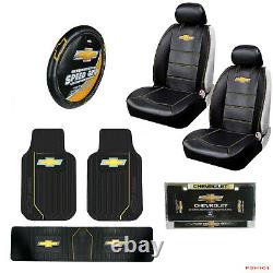 9pcs Chevy Elite Style Car Truck Seat Covers Steering Wheel Cover Floor Mats