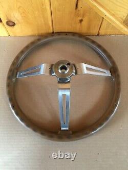 AMC Jeep CJ5 CJ7 FSJ Factory 3 Spoke Tan Leather Steering Wheel Original Oem USA