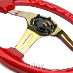 Aluminum+ABS 14 350mm Car ABS Steering Wheel Red Fits For 6-Hole Hub Adapters