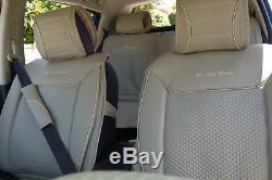 Beige Seat Belt Cover Steering Wheel Shift Knob Front & Back Car Seat Cover Set