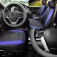 Black Blue Leatherette Seat Cushion Bucket Covers With Gray Steering Cover Sedan