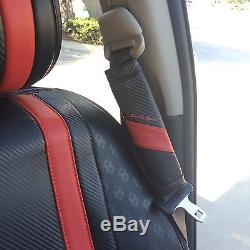 Black Carbon Red PVC Leather Car Seat Covers Steering Wheel Shift Knob Headrest