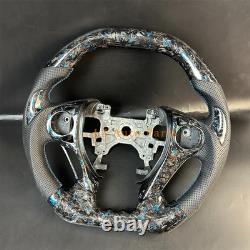 Black Forged Carbon Fiber Leather Steering Wheel For 2013-2017 Honda Accord