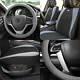 Black Gray Leather Seat Cushion Bucket Cover With Gray Steering Cover For Sedan