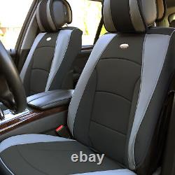 Black Gray Leatherette Seat Cushion Bucket Covers with Gray Steering Cover For Car