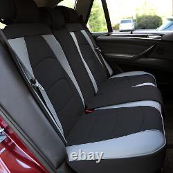 Black Gray Leatherette Seat Cushion Full Set Covers with Beige Steering Cover