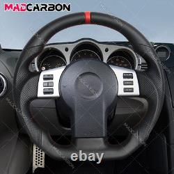 Black Leather Sport Steering Wheel for 2004-2007 Infiniti FX35 FX45 Red Stitch