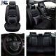 Black Luxury Car Seat Front+rear+steering Wheel Covers Full Set Cushion 5-seats