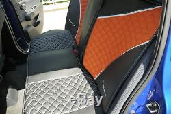 Black Orange Car Seat Cover with Shift Knob Seat Belt Steering Wheel Covers Set