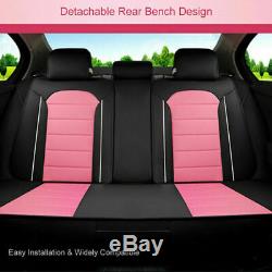 Black&Purple Lady Luxury PU Leather Sponge Comfortable Car Seat Covers 5-Sit Set