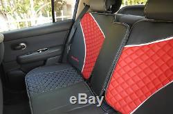 Black Red Car Seat Cover with Shift Knob Seat Belt Steering Wheel Covers Full Set