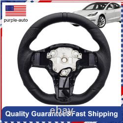 Black Ring Sport Leather Steering Wheel For Tesla Model 3 / Y HEATED