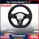 Black Ring Sport Leather Steering Wheel For Tesla Model 3 / Y Heated