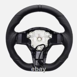 Black Ring Sport Leather Steering Wheel For Tesla Model 3 / Y HEATED New