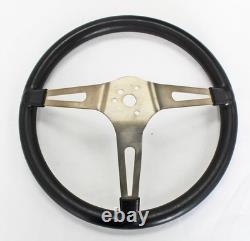 Black Steering Wheel 15 Stainless Steel Spokes fits 1967 Camaro script cap