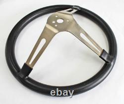 Black Steering Wheel 15 Stainless Steel Spokes fits 1967 Camaro script cap