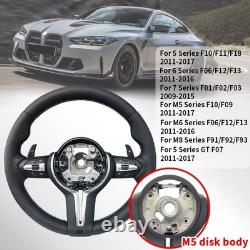 Black Steering Wheel For BMW 5 6 7 Series F10 F11 F07 F12 F13 F01 F02 M5 F91 F92