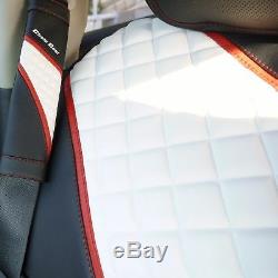 Black White Car Seat Cover withShift Knob Seat Belt Steering Wheel Covers Full Set
