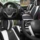 Black White Leatherette Seat Cushion Full Set Covers With Black Steering Cover