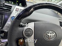 Black Wood Steering Wheel Leather For Toyota Prius 30 XW30 09-15 Prius C Prius