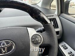 Black Wood Steering Wheel Leather For Toyota Prius 30 XW30 09-15 Prius C Prius