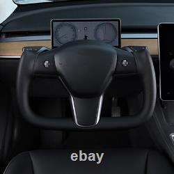 Black Yoke Steering Wheel Nappa leather with Heating For Tesla Model 3/Y 2017-2023