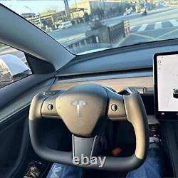 Black Yoke Steering Wheel Nappa leather with Heating For Tesla Model 3/Y 2017-2023