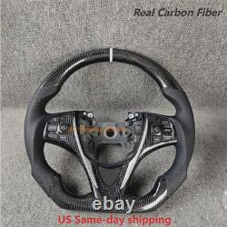 Black carbon fiber leather white stripes steering wheel for Acura TLX 2015-2020