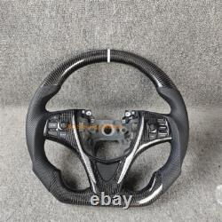 Black carbon fiber leather white stripes steering wheel for Acura TLX 2015-2020