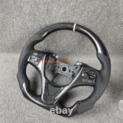 Black carbon fiber leather white stripes steering wheel for Acura TLX 2015-2020