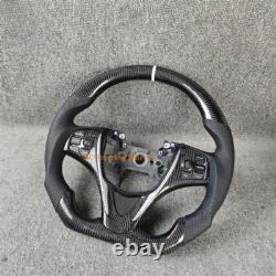 Black carbon fiber leather white stripes steering wheel for Acura TLX 2015-2020