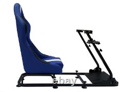 Blue Driving Game Sim Chair Racing Seat Console PC F1 VR Steering Wheel Pedals