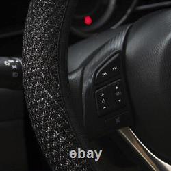 Breathable Car Steering Wheel Black Cover Microfiber Leather Anti-slip 15'' 38cm